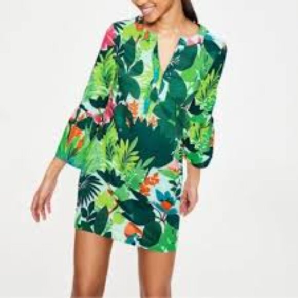Boden Jodie Tropical/Parrot Print Tunic Top/Dress/Swim Coverup - Picture 3 of 10